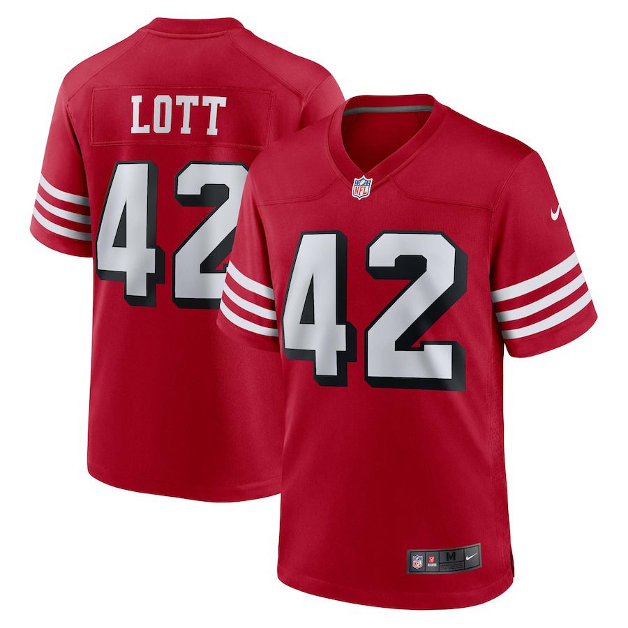 Men San Francisco 49ers 42 Ronnie Lott Nike Scarlet Retired Alternate Game NFL Jersey